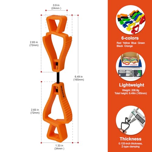 Glove Clips for Work Glove Holders - color: Double Zclip-orange Bd-aj127-6pcs