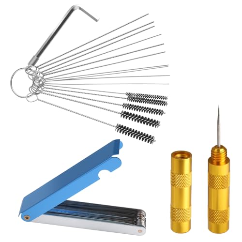 3 Pack Torch Tip Cleaner Kit, Carburetor Dirt Cleaning Removal Set for Jets Nozzles Orifices, Throttle Body Tools for Chainsaw Motorcycle ATV Carb Welding Stove Shower Head Maintenance - style: 23 Needles & 5 Brushes & Wrench & Pick