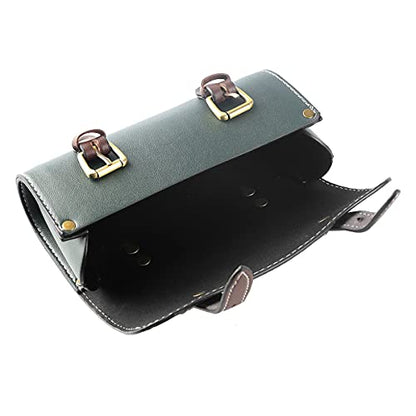YIBO Motorcycle Fork Bag Quick Release Bag Side Bag Waterproof Universal Tool Bag American Bicycle Side Bag Leather Small Tool Bag (Green 1) - color: Green 1