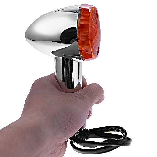 Motorcycle Turn Signal Indicator Amber Lights Amber Chrome Bullet Front Rear Compatible With Honda Fury Interstate Nighthawk Rebel Sabre Shadow(2 Packs)