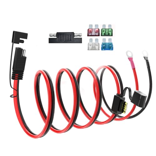 ELFCULB SAE Battery Connector, 10AWG SAE to O Ring Terminal Harness 2-Pin Quick Disconnect SAE Battery Cable for Motorcycle Car,with 10A 15A 20A 25A 30A Protection Fuse(20FT) - color: SAE to O Ring Terminal Harness, size: 20FT