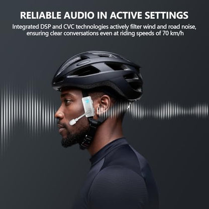 BH03 Bluetooth 5.4 Helmet Headphone, 8-Way Group Communication System with 1000m Range, Noise Cancelling Headset with Mic for Biking, Skiing, Climbing, White - color: White, size: Single Pack