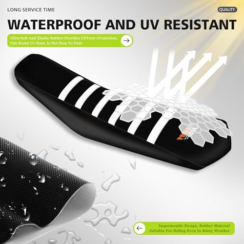Ribbed Electric Bike Seat Cover Compatible with Tutti Soleil 01 - Non-Slip Waterproof Rubber Seat Cushion Protector (White) - color: White
