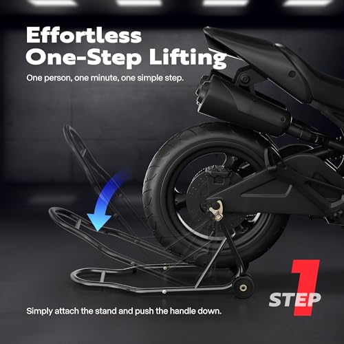 SPECSTAR Motorcycle Stand, 441 Lbs Capacity Rear Wheel Lift with U+L Adjustable Swingarm Spool, Heavy Duty Paddock Stand fit for BMW Suzuki Yamaha Honda Kawasaki, Black - size: 441 Lbs