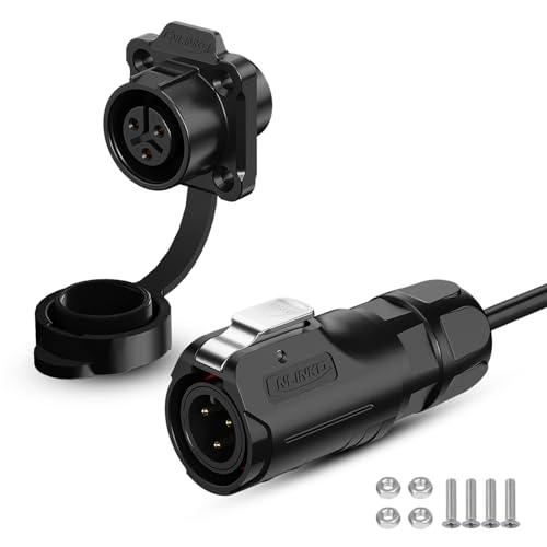 CNLINKO LP12 3-Pin Circular Connector with 1 Meter Cable Assemblies, IP68 Waterproof Industrial Electrical Connector for Outdoor Equipment Automotive Machinery M12 Cylindrical Connectors (3 Pin) - size: 3-Pin, style: Plug with 1M Cable