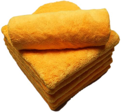 SOFTBATFY Plush Edgeless Microfiber Towel for Car, Soft Drying Wash Detailing Buffing Polishing Towel, 500 GSM 6Pack 16 x 16inches (Orange, 6Pack) - color: Orange