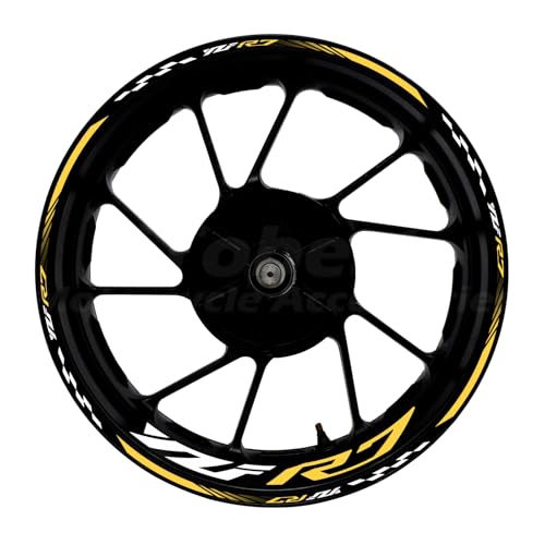 Awonderful 17"Wheel Rim Stickers For Yamaha YZF R7 2022-2024,Khaki | Reflective Vinyl Wheel Stripe Kit. Waterproof, Self-Adhesive Decals, Decorate Motorcycle Wheel Rims, Easy to Paste - color: Khaki