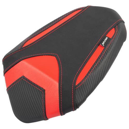 Motorcycle Rider & Passenger Seat Fit for Triumph Street Triple 765 R/RS 2023 2024 2025 2026, Leather Front Rear Saddle Solo Cushion Pillion Pad, Red - color: Red - Front & Rear