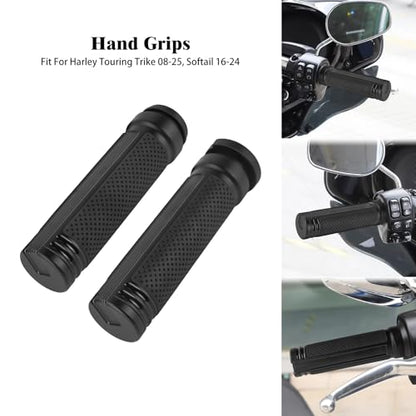 Motorcycle Hand Grips Handlebar Grips Fit for Harley Touring 2008-2025 Trike 2008-2025 Softail 2016-2024, 1 Inch Electronic Throttle Hand Grips - color: All Black