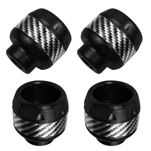4PCS Motorcycle Front Fork Frame Sliders Crash, Carbon Fiber Front Fork Wheel Crash Protector, Aluminum Alloy, Safety Gear Universal Fit Motorcycles Motorbikes Moped Scooters (Black) - color: Black