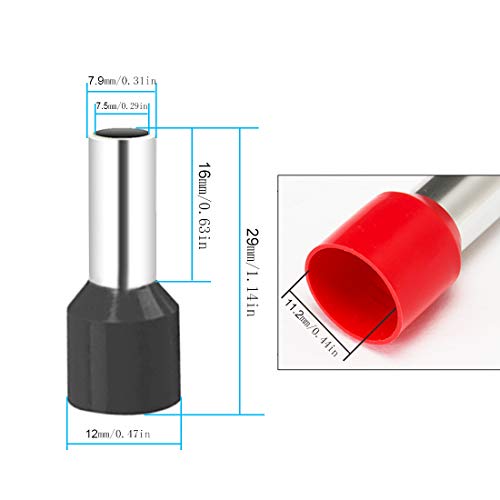 4 Gauge Wire Ferrules Kit - Copper Insulated Terminals Crimp Connectors for Car Amplifier Power-Cable Terminals Clean Install and Better Connection (Box of 90 - color: 4 gauge Ferrule Connectors（90PCS)
