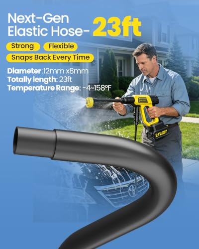 Cordless Portable Washer, Battery Operated Handheld Washer with 21V Battery & Charger, 1100 PSI, 6-in-1 Nozzle, Foam Pot, 23FT Hose, Car Washer for Home Garden Patio Driveway