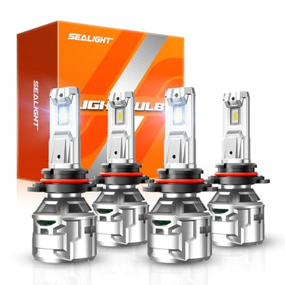 SEALIGHT 9005 9006 LED Fog Bulbs 60000LM Edition IP68 Water Proof, Brightest X5 9005 9006 headlight lights Easy Installation for Headlight Housings, Plug and Play 10 Years Lifespan, Pack of 4 - size: X5 9005 9006