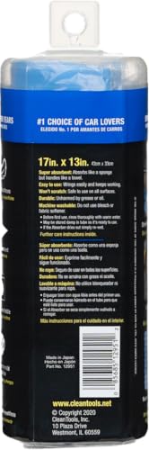 CleanTools The Absorber® Small 17-Inch x 13-Inch, Textured Surface - Synthetic Premium Drying Chamois Cloth for Cars & Bikes - Super Absorbent, Scratch-Free & Machine-Washable (Blue) - color: Blue