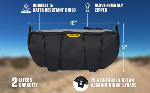 ROBOCUP Handlebar Trail Bag for Adventure Motorcycles, Dirt Bikes, ATV, eBikes | 2L Storage for Tools, Phone, Keys, Snacks | Heavy Duty Water Resistant PVC Material, Glove-Friendly Waterproof Zippers