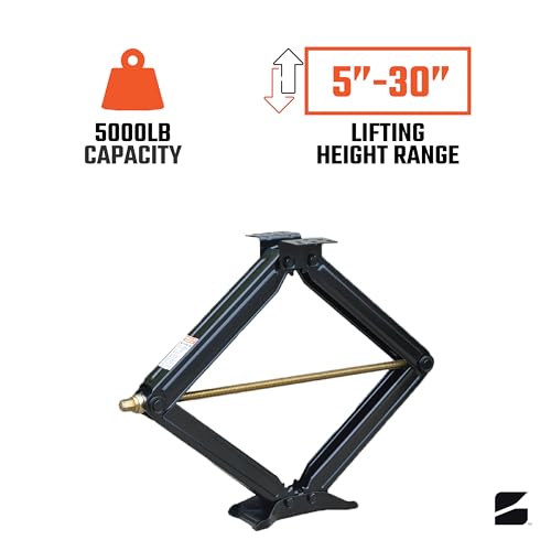 Bastion Distribution 30" Scissor Jack with Crank Handle | 5000lbs Capacity | Adjustable 5-30” Height | Spray-Tested Powder Coated | BJ-5000MSJ30 - size: 30"(One Pack)