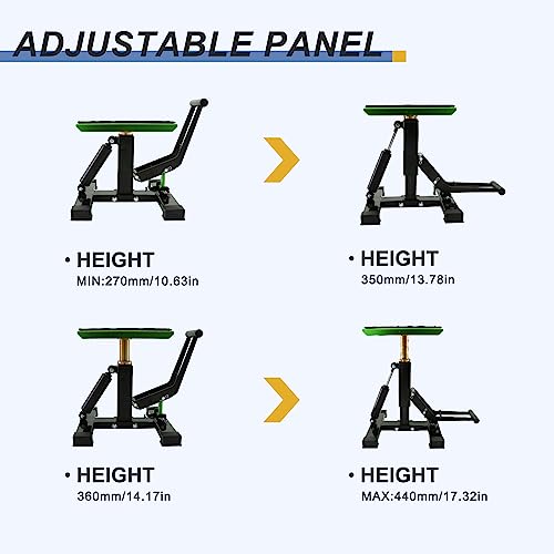 POLARBEAR Dirt Bike Stand and Lift Motorcycle Hydraulic Jack Stands1200LBs Capacity Adjustable Height Quick Jack for Maintenance(Green) - color: Green