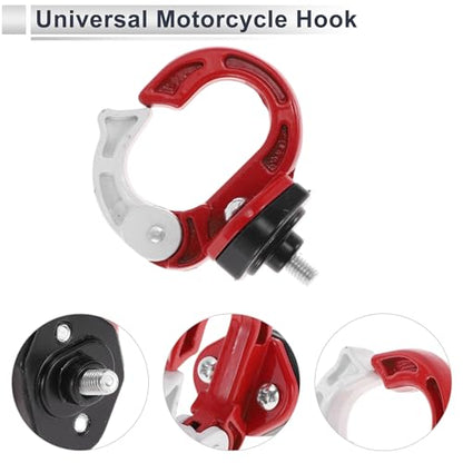 Universal Motorcycle Hanging Hook Round Shape Motorcycle Helmet Luggage Bag Holder Hanger for Scooters Bicycles Red White 1 Pc 75mm - color: Red