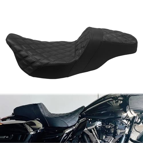 One-Piece Driver Passenger Seat Motorcycle 2-up Seat Fit for Harley Touring Electra Glide Road King Road Glide Street Glide 2009-2023 (Black Stitching) - color: Black Stitching Without Backrest