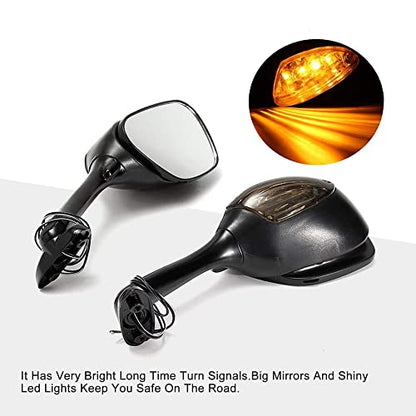 GOOFIT Side Mirror Turn Signal Rearview Replacement for Suzuki GSXR 600 750 1000 06-08 Motorcycle Rearview Rear Mirror w/LED Light