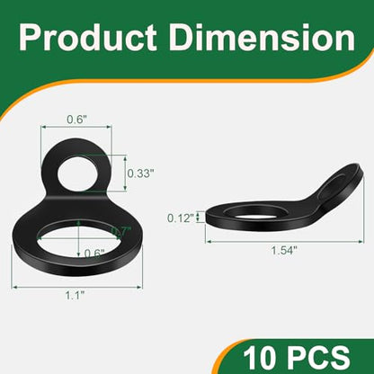 CZC AUTO Stainless Steel Tie Down Anchors Hooks 10 Pack, Tie Down Strap Rings, Suitable for Tie Down Attachment Points of Truck, Camper, Trailer, Truck Bed, Motorcycle, Dirtbike, Black - color: Black
