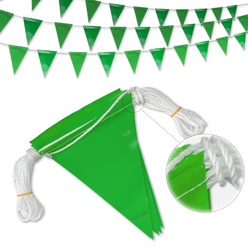OSHA Perimeter Marking Flags (408FT String) Warn of Hazardous Areas, Traffic Control.Marking Construction Sites, Scaffolding, Sporting Events, Private Property. - color: Green, size: 7"x10"x408Ft