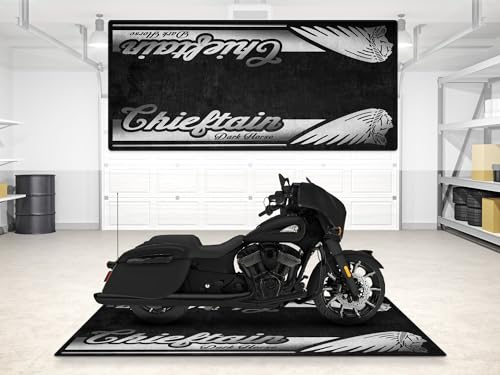 Parking Mat for Chieftain Dark Horse Motorcycle Model, Display and Pit Mat, Washable Non-Slip Garage, Showroom Mat (Black Metallic, Size 1 : 86.6 x 39.4/220 x 100 cm) - color: Black Metallic, size: Size 1 : 86.6 x 39.4 "/ 220 x 100 cm