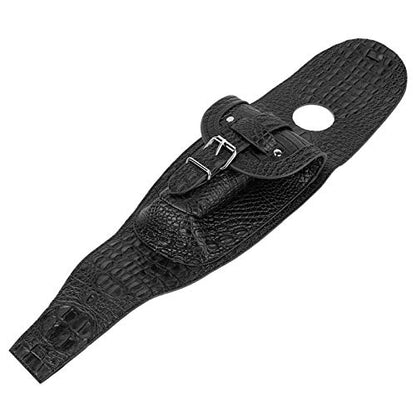 Motorcycle PU Leather Fuel Pad with Pouch - Install for Bikers (Black Crocodile)