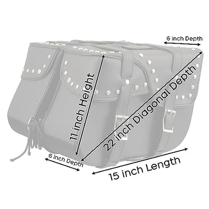 Milwaukee Leather Studded Throw-Over Motorcycle Saddlebags – Synthetic Leather – Universal Fit – Zip-Off - Large - color: SH645ZB-BLACK, size: Large