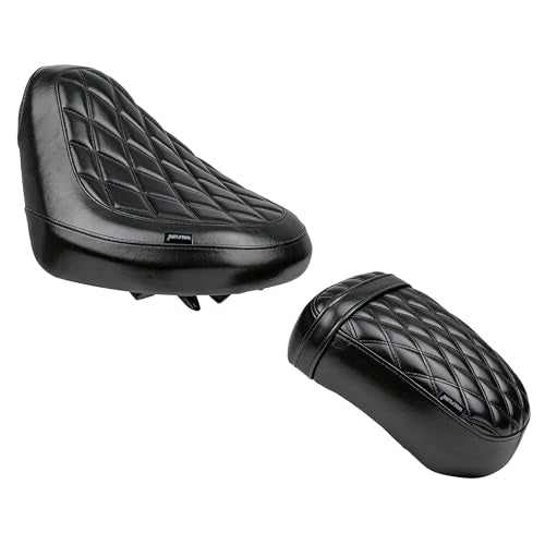 Motorcycle Rider & Passenger Comfort Seat Fit for Rebel 1100 CMX1100 2021 2022 2023 2024 2025 2026, Front Rear Solo Saddle Back Cushion Pillion Pad, Black Stitching - color: Front & Rear - Black-A