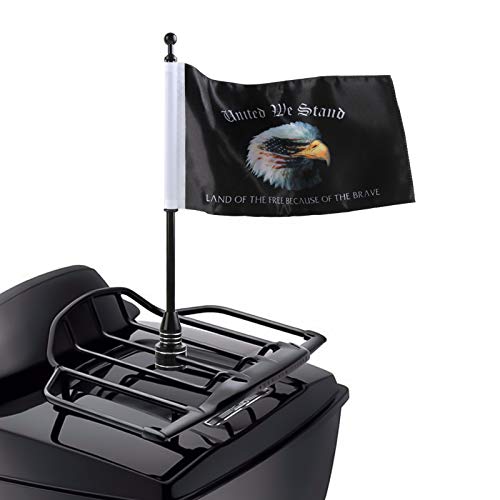 "United We Stand" Motorcycle Flag 6x9 American Eagle Flag with Black Flagpole Mount For Harley Davidson Honda Goldwing CB VTX CBR Yamaha - Fits 1/2" Round Luggage Rack - color: "United We Stand" Flag