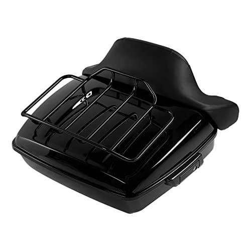 TCMT Chopped Motorcycle Trunk Box Backrest Mounting Luggage Rack Fit For Harley Touring 1997-2008 Road King Road Street Electra Glide Pack - color: Set B2 Black Latches#Black Rack