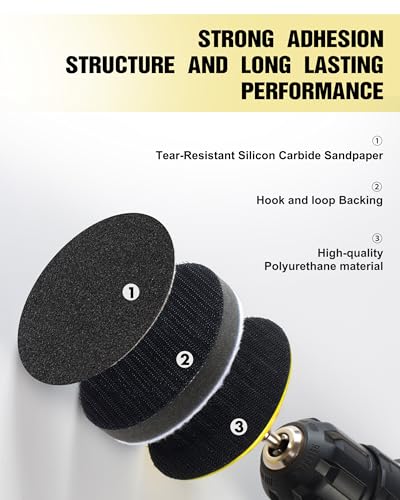 143 PCS Drill Polishing Kit, 3 Inch Sanding Disc Headlight Restoration Kit 60 to 10000 Grit Buffing Pads for Car Sanding, Waxing, Buffing, Scouring, Cleaning - size: 3Inch 143Pcs