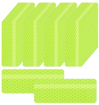 100 Pcs Reflective Stickers, Reflective Stickers Outdoor Waterproof Self-Adhesive Stick on Green Reflectors Sticker for Bike Helmet Car Motorcycle Night Riding, Fluorescent Green 1.18" X 3.15"