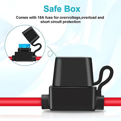 BESULEN 18AWG Battery Connector Cable, SAE Quick Disconnect Plug to O Ring Terminal Harness With 10A Protection Fuse, Extension Cable for Motorcycle Car