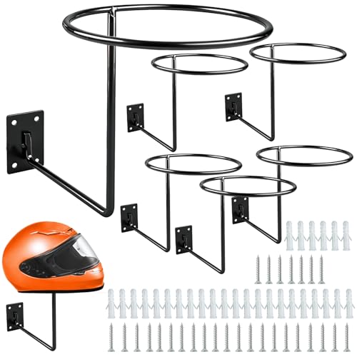 7 Pcs Helmet Hanger Multifunctional Display Hook Stand Wall Mount Motorcycle Helmet Rack for Cap Wig Hat Coat Riding Jacket Metal Ball Holder for Football Volleyball Basketball