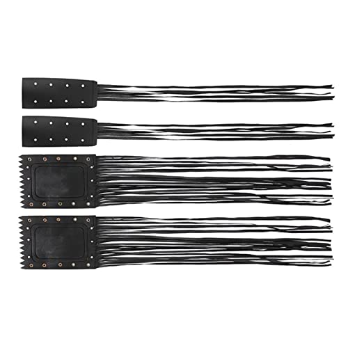 Qqmora Motorcycle Handlebar Tassel Cover Fashionable Fringe Style Design Soft Leather Grips Universal Fit for Cruiser Chopper Bobber Custom Synthetic Leather Black 2pcs
