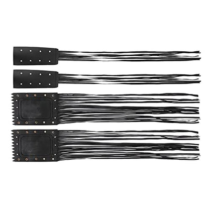 Qqmora Motorcycle Handlebar Tassel Cover Fashionable Fringe Style Design Soft Leather Grips Universal Fit for Cruiser Chopper Bobber Custom Synthetic Leather Black 2pcs