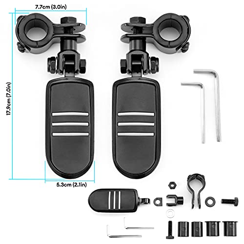 Motorcycle Highway Foot Pegs Motorcycle Highway Pegs Foot Rest Compatible with Harley Road King Street Glide Honda Suzuki Yamaha with 1"(25mm), 1 1/4" (32mm), 1 1/3" (34mm) Engine Guard