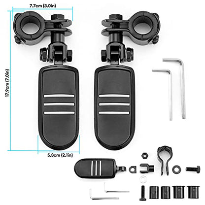Motorcycle Highway Foot Pegs Motorcycle Highway Pegs Foot Rest Compatible with Harley Road King Street Glide Honda Suzuki Yamaha with 1"(25mm), 1 1/4" (32mm), 1 1/3" (34mm) Engine Guard