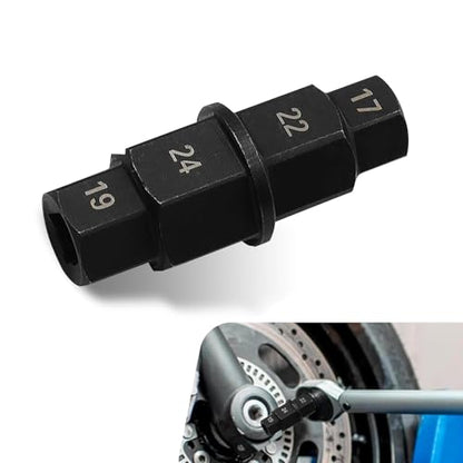 Motorcycle Axle Nut Tool, Front Axle Removal Wrench, Heavy Duty 17mm 19mm 22mm 24mm Hex Spindle Socket for Motorcycle Front Wheel Spindle Repair(Black) - color: Black