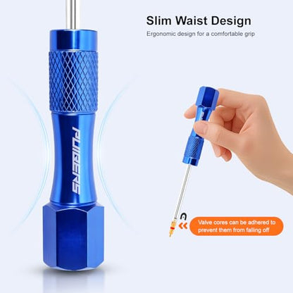 3-Piece Tire Valve Tool Kit for Presta and Schrader | Presta and Schrader removers, 4-in-1 stem puller, 11.6 cm short handle for tire repair - size: Schrader+Presta+10Cores