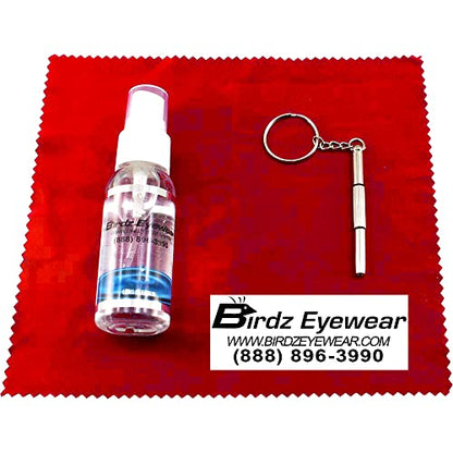 Birdz 5 Eyeglass Sunglass Lens Cleaner Cleaning Kit with Spray Cloth Tool Key Chain