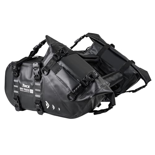 Motorcycle Saddle Bags Tail Bag, 20L Roll-top Waterproof Motor Detachable Side Trunk Bag, Motor Panniers Luggage Bag for Motorcy - color: 20L-Black