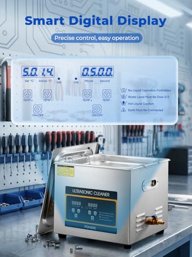Ultrasonic Cleaner with Heater and Timer, Stainless Steel Ultrasonic Washing Machine, Professional Sonic Cleaning for Parts, Bike Chain, Metal Engine Parts, Gun (10l-2.6gal) - size: 10 l