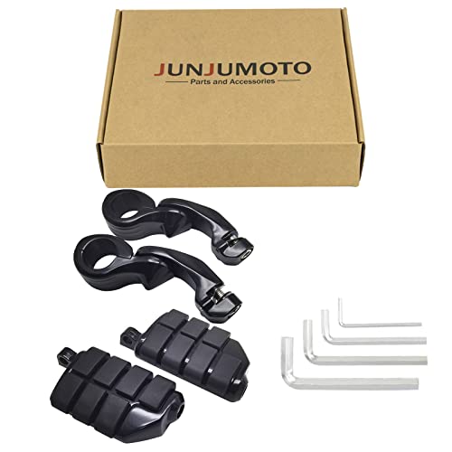 Highway Pegs Footpegs Short Angled Foot Rest Fit for Touring Street Glide Road Glide Road King Electra Glide with 1.25 inch Engine Guard 1 1/4 Highway Bar Black - color: Black Custom Style