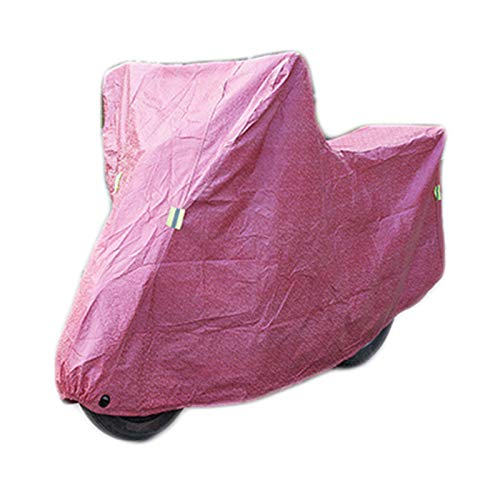 Motorcycle Cover, Waterproof Aluminum Film All Season Protection Cover Against Rain/Snow/Sun/Dust with Elastic Hems, Lock Holes, Storage Bag,Pink,L - color: Pink, size: Large