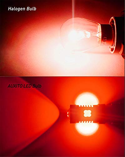 AUXITO Red 3157 Brake Light Bulbs, Ultra Bright 3056 3057 3156 4157 LED Bulbs with 14-SMD 3030 Chipsets for Reverse Backup Turn Signal Brake Lights High Mount Stop Lights Tail Lights, Pack of 2 - color: Red, size: 3157