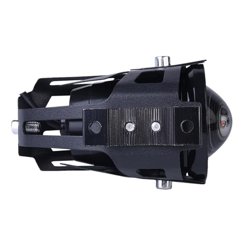 Motorcycle LED Fog Lights U7 Spotlight with High Low Strobe Beam Halo Rings White Central with U7 LED Running DRL Switches Clamps Universal Spotlights Driving Lights 2 Packs - color: Blue