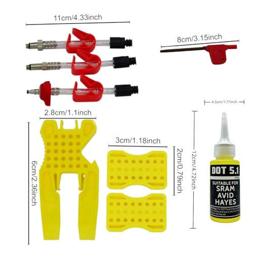 Avid Bike Brake Bleed Kit for All SRAM Series.Bicycle Hydraulic Brake Bleed Kit Including Metal Adapters and 60ML High Performance Dot 5.1 Brake Fluid.